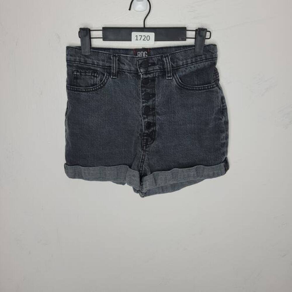 Urban Outfitters BDG Mom High Rise Button‎ Fly Cuffed Shorts Size 27 Black Denim